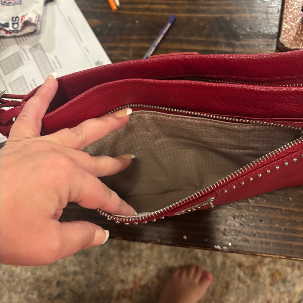 Brighton Red Crossbody Bag with Stud Accents - Picture 7 of 8